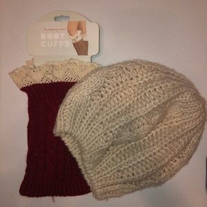 NWT/NWOT WINTER BUNDLE: boot cuffs and beanie